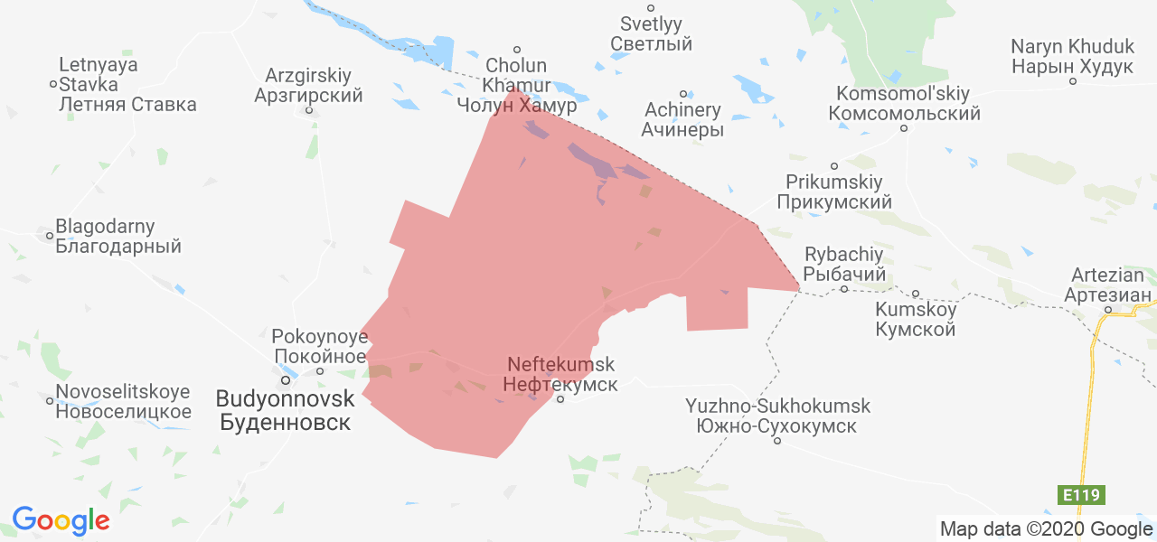 Изображение Левокумского района Ставропольского края на карте