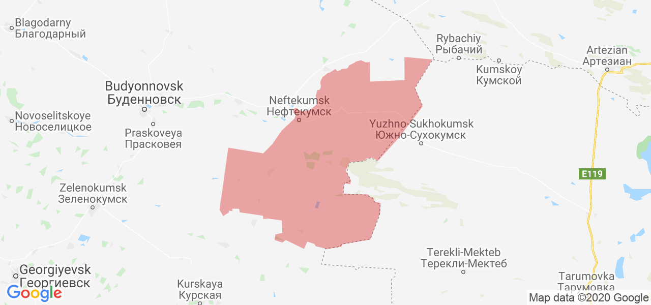 Изображение Нефтекумского района Ставропольского края на карте