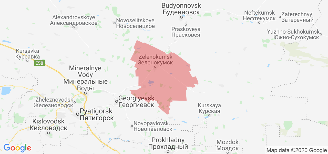 Изображение Советского района Ставропольского края на карте