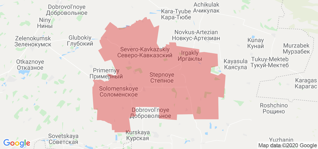 Изображение Степновского района Ставропольского края на карте