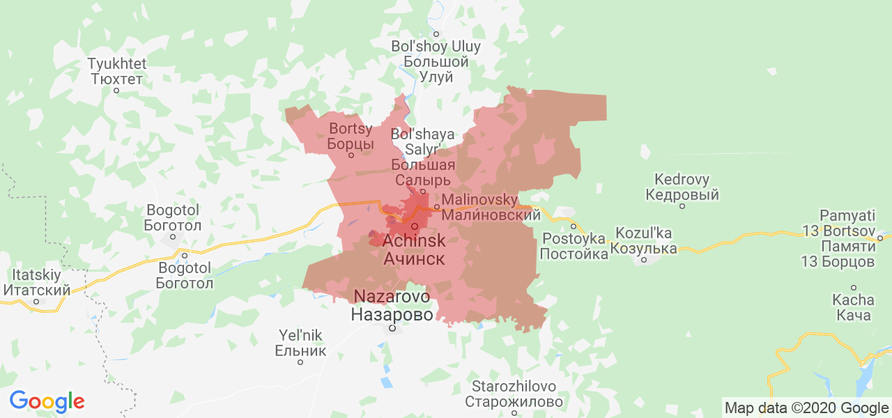 Изображение Ачинского района Красноярского края на карте