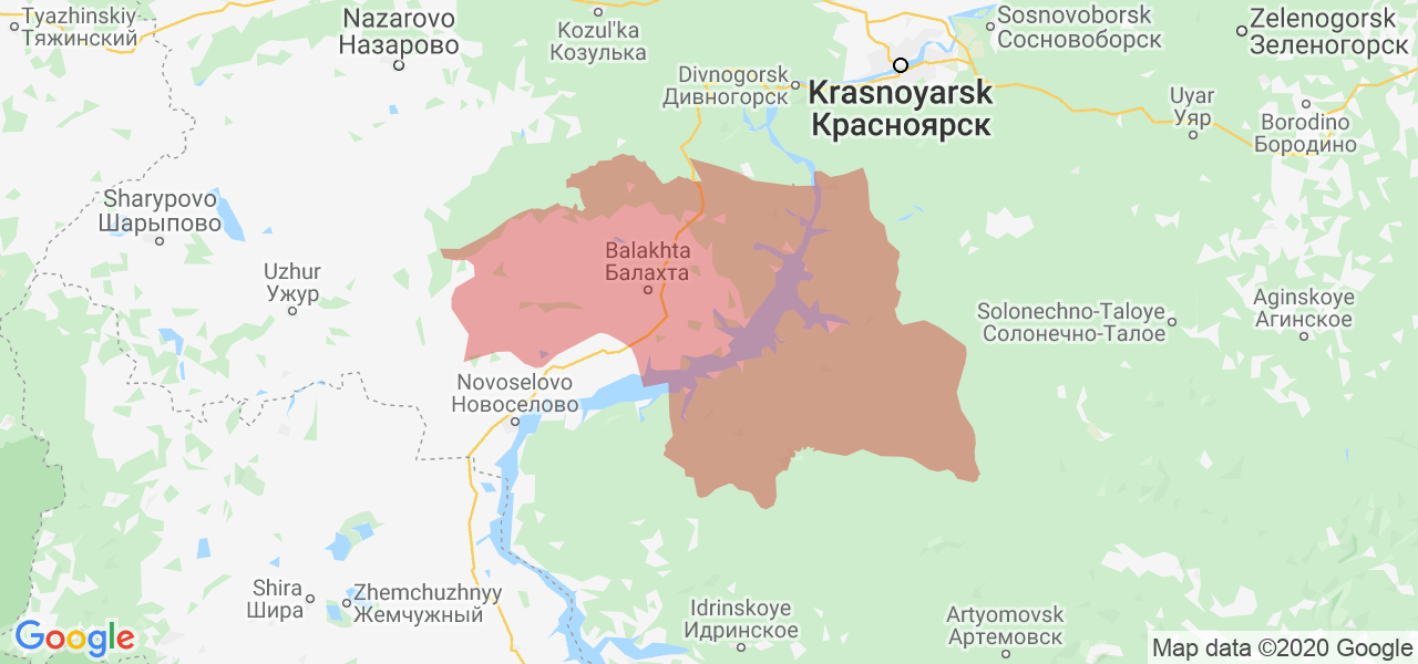 Изображение Балахтинского района Красноярского края на карте