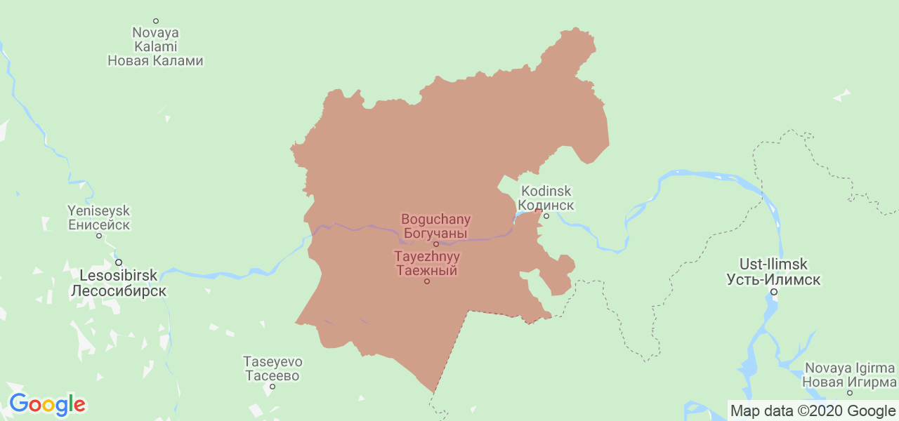 Изображение Богучанского района Красноярского края на карте