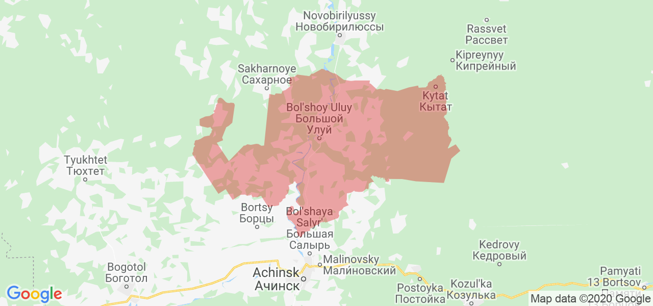 Изображение Большеулуйского района Красноярского края на карте