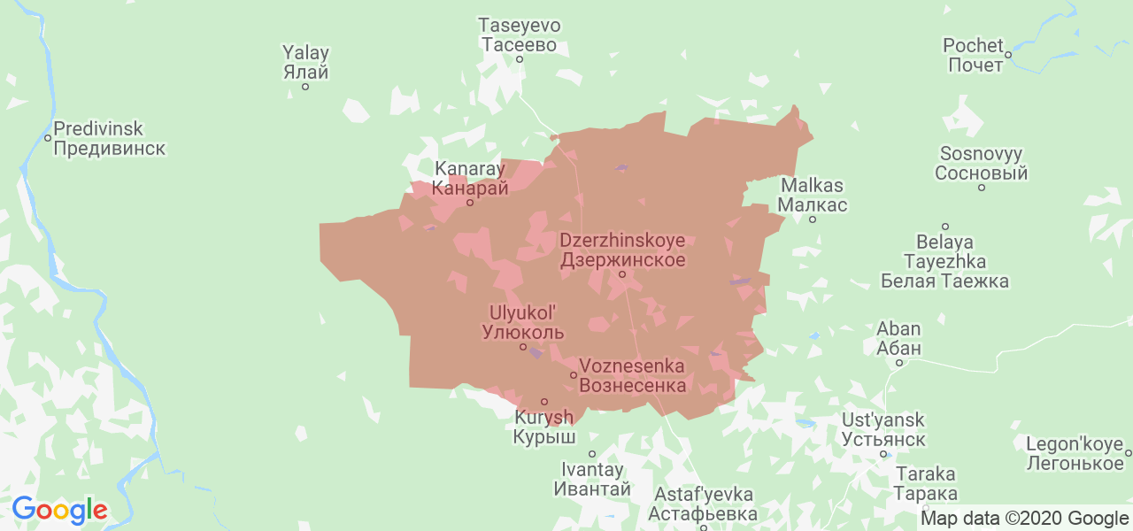 Изображение Дзержинского района Красноярского края на карте
