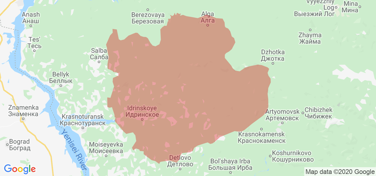 Изображение Идринского района Красноярского края на карте