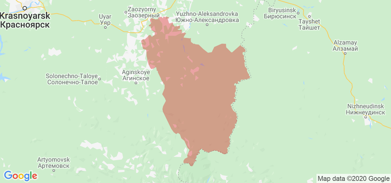 Изображение Ирбейского района Красноярского края на карте