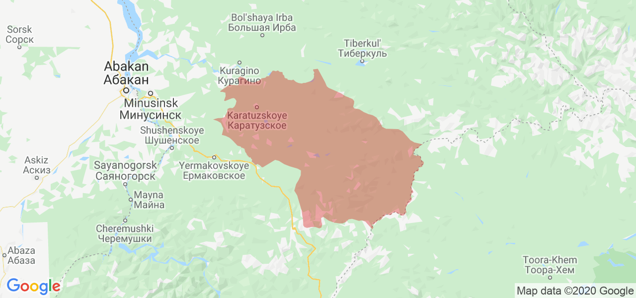 Изображение Каратузского района Красноярского края на карте