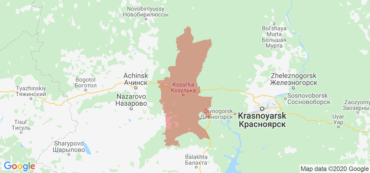 Изображение Козульского района Красноярского края на карте