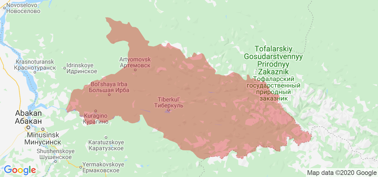 Изображение Курагинского района Красноярского края на карте