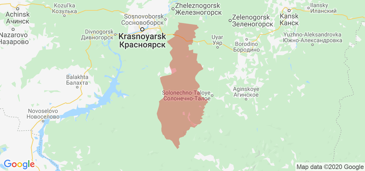 Изображение Манского района Красноярского края на карте