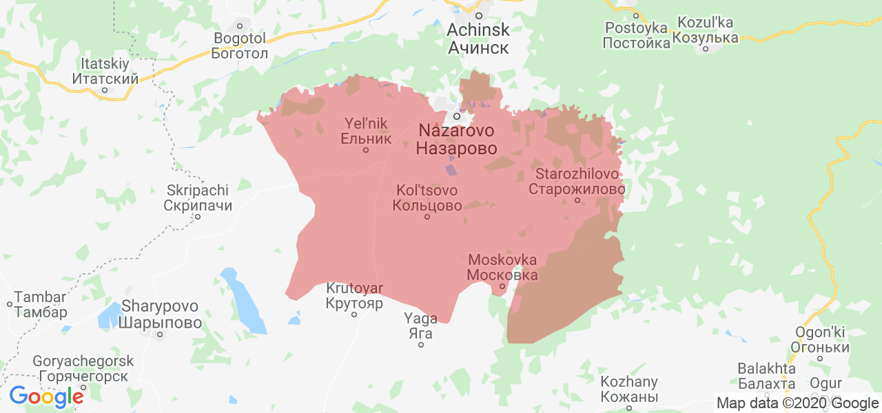 Изображение Назаровского района Красноярского края на карте