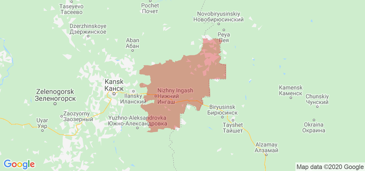 Изображение Нижнеингашского района Красноярского края на карте