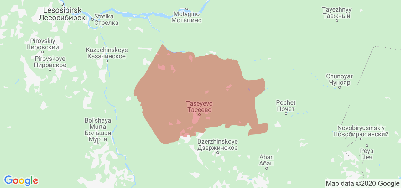 Изображение Тасеевского района Красноярского края на карте