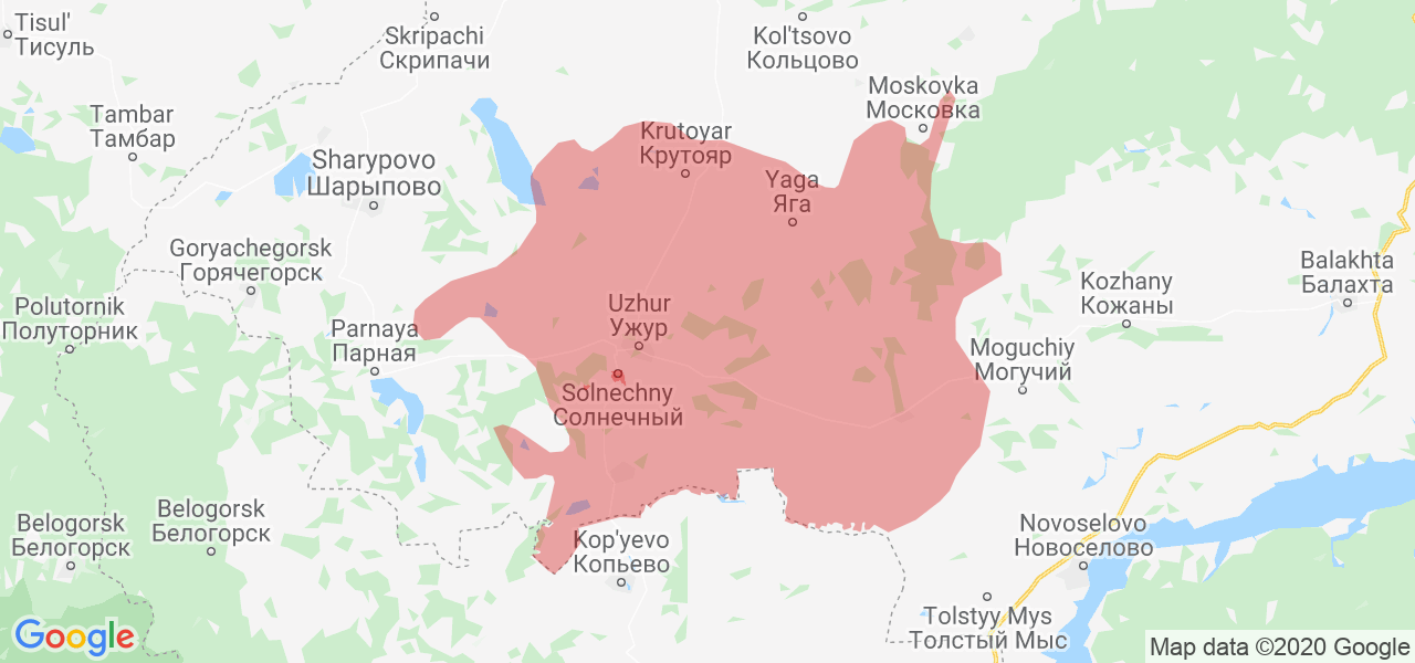 Изображение Ужурского района Красноярского края на карте