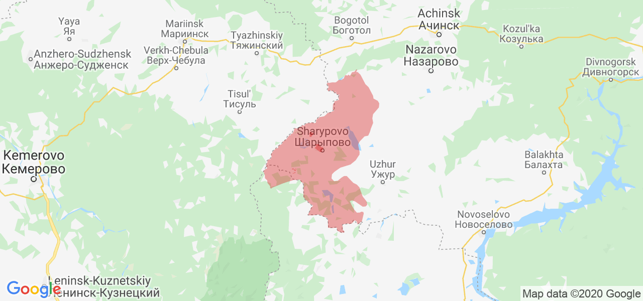 Изображение Шарыповского района Красноярского края на карте