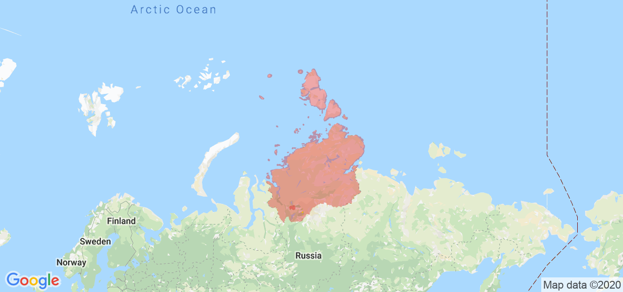 Изображение Таймырского Долгано-Ненецкого района Красноярского края на карте