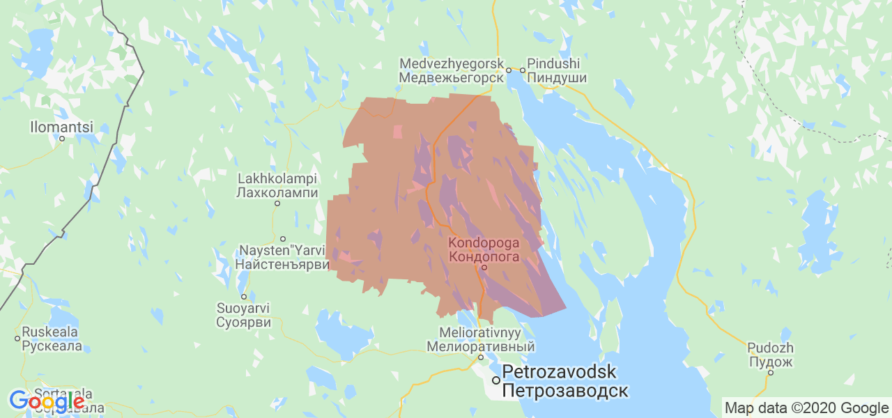 Изображение Кондопожского района Республики Карелия на карте