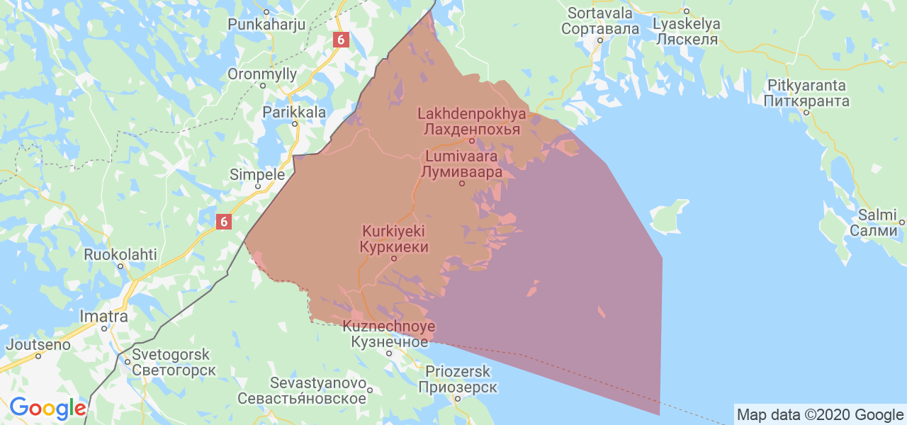 Изображение Лахденпохского района Республики Карелия на карте
