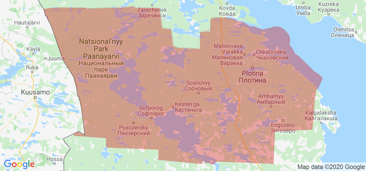 Изображение Лоухского района Республики Карелия на карте
