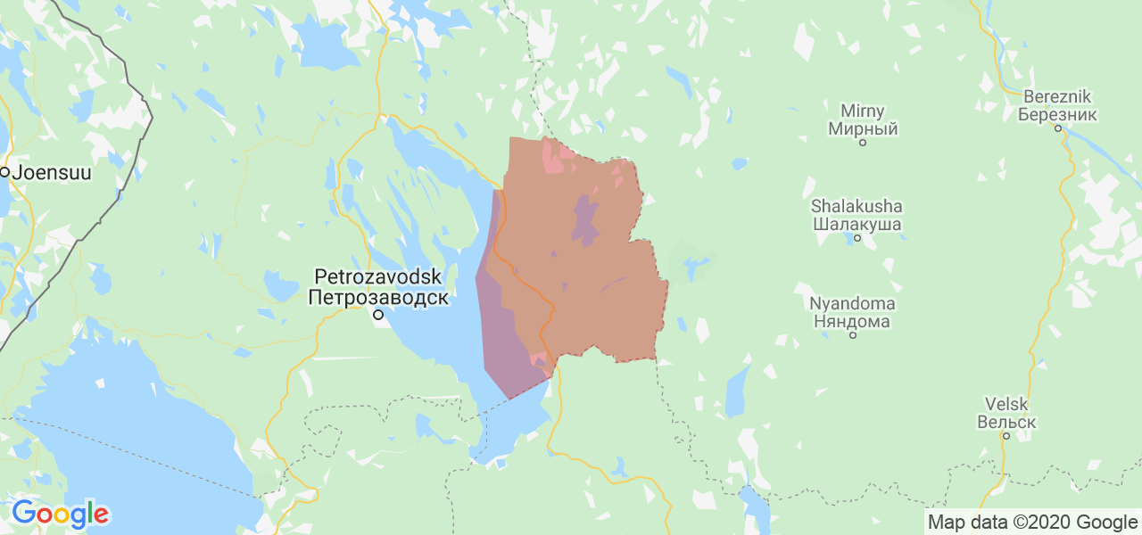 Изображение Пудожского района Республики Карелия на карте