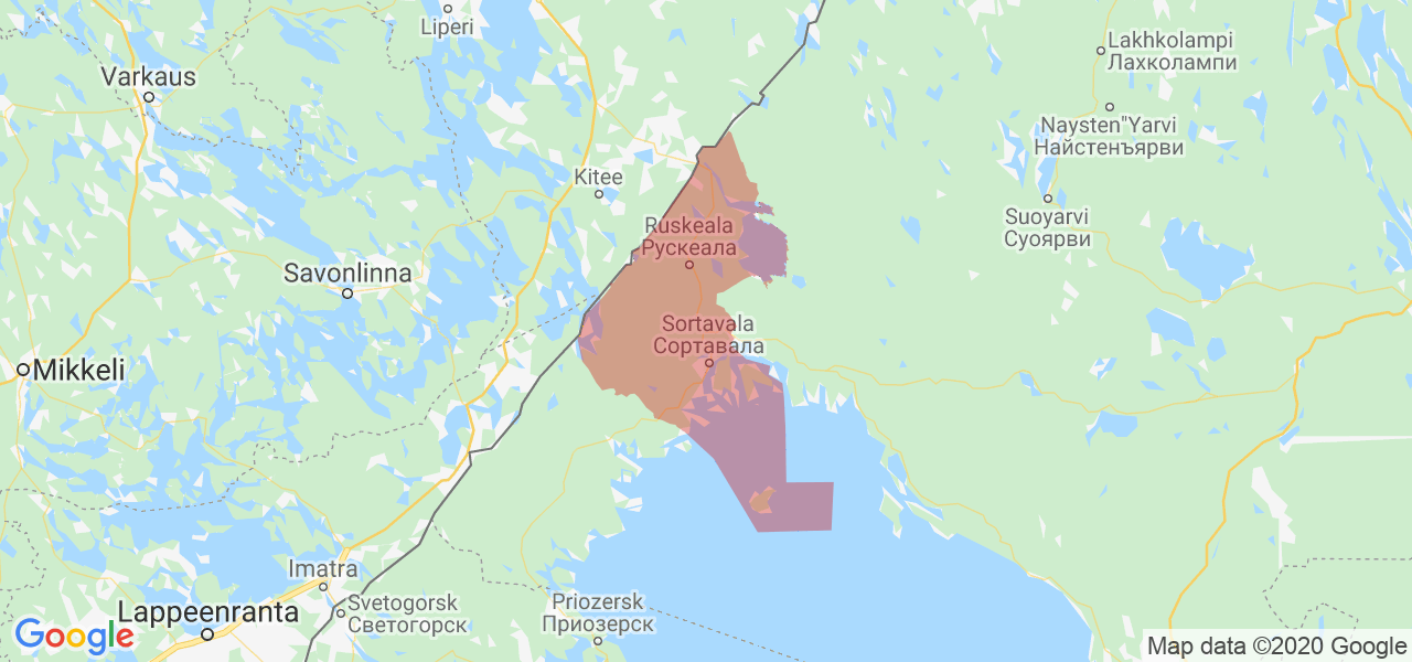 Изображение Сортавальского района Республики Карелия на карте