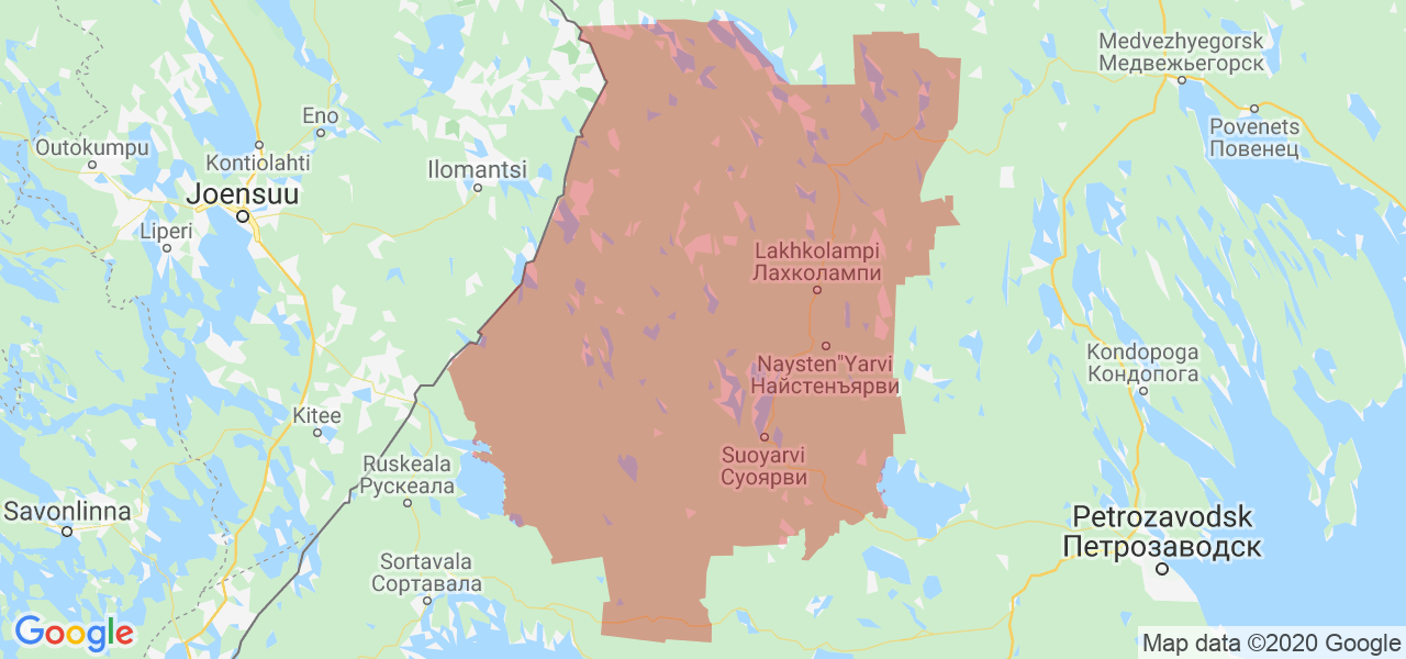Изображение Суоярвского района Республики Карелия на карте