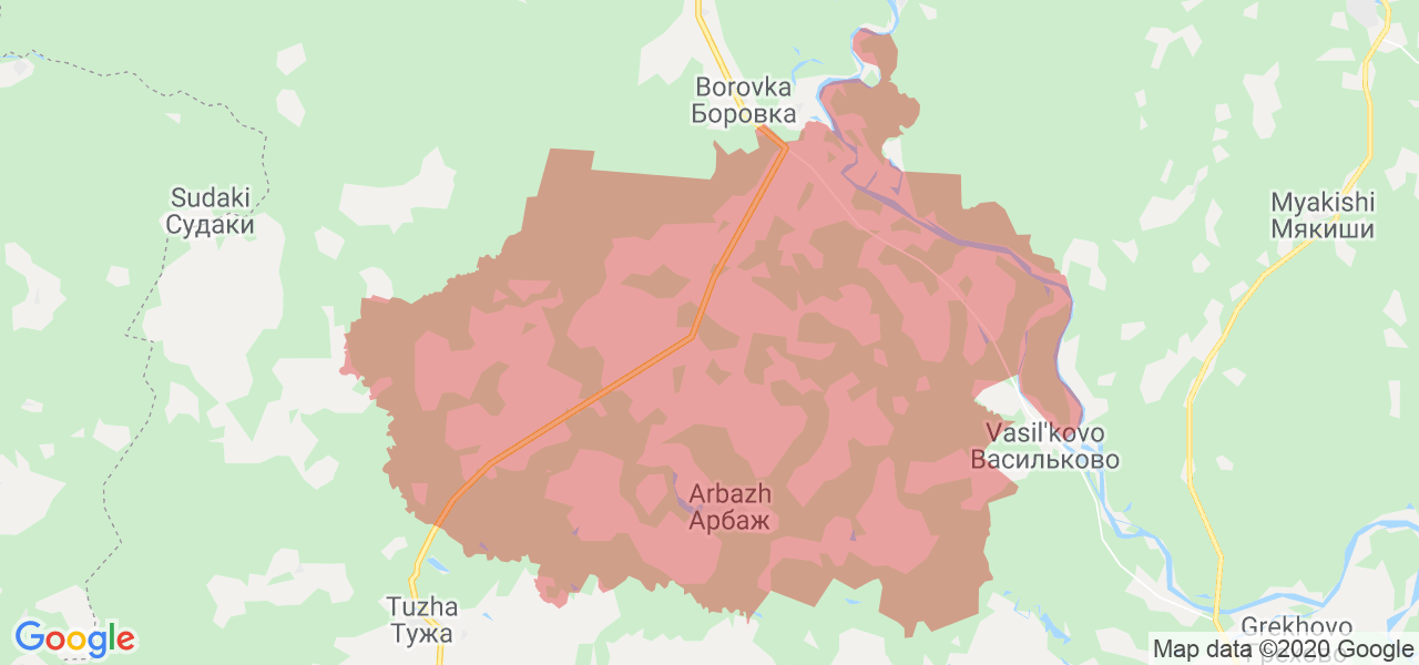 Изображение Арбажского района Кировской области на карте