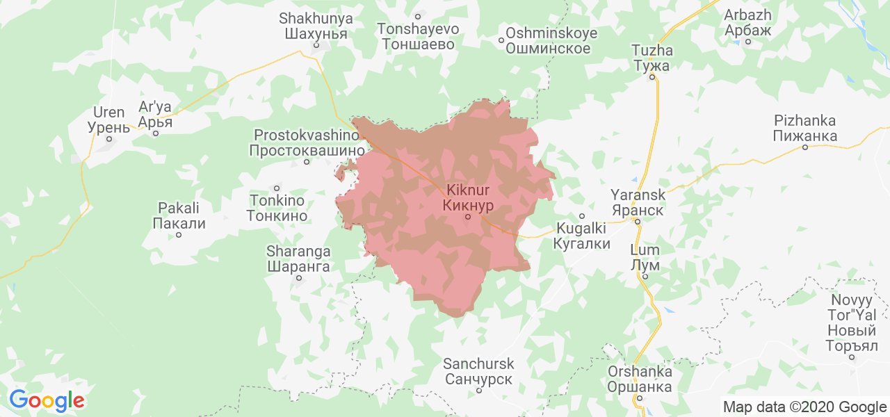 Изображение Кикнурского района Кировской области на карте