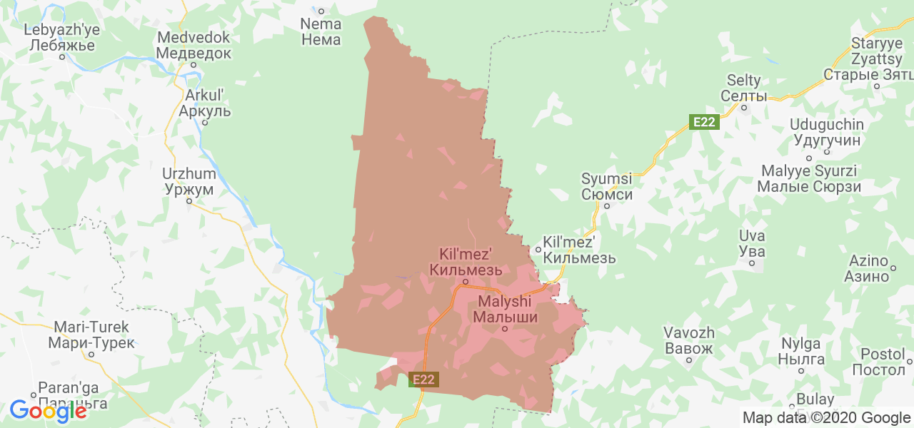 Изображение Кильмезского района Кировской области на карте
