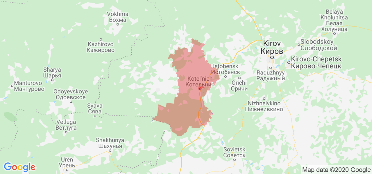 Изображение Котельничского района Кировской области на карте
