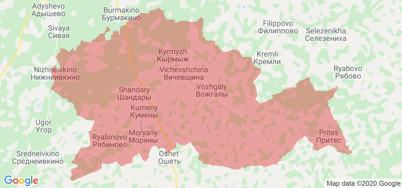 Изображение Кумёнского района Кировской области на карте