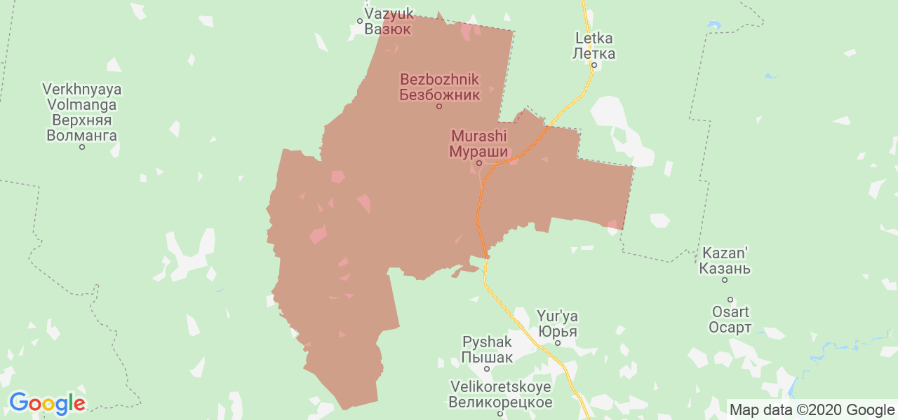 Изображение Мурашинского района Кировской области на карте