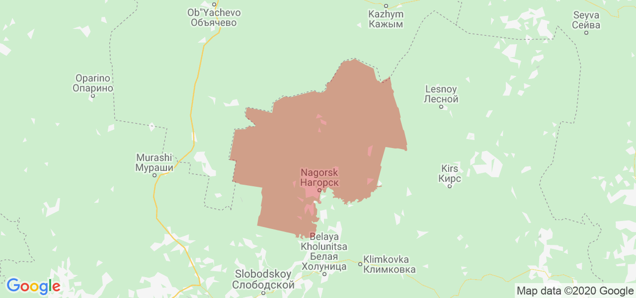 Изображение Нагорского района Кировской области на карте