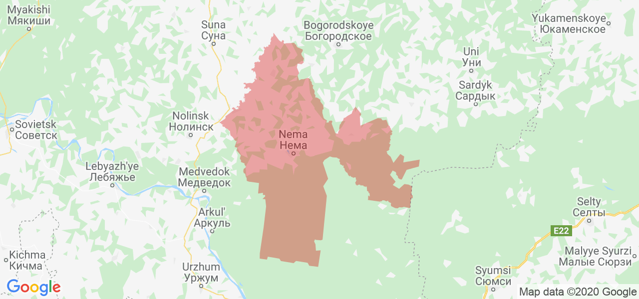 Изображение Немского района Кировской области на карте