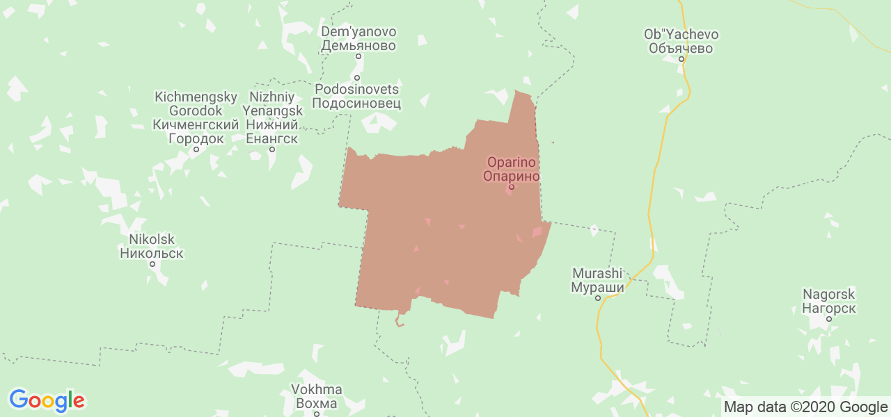 Изображение Опаринского района Кировской области на карте