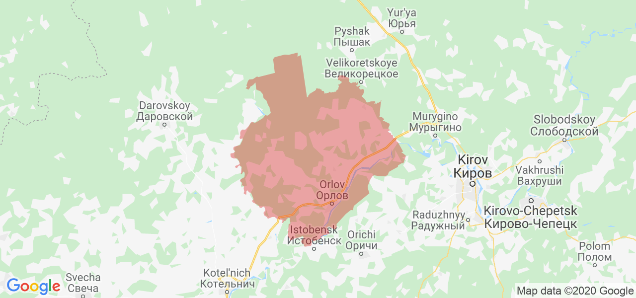 Изображение Орловского района Кировской области на карте