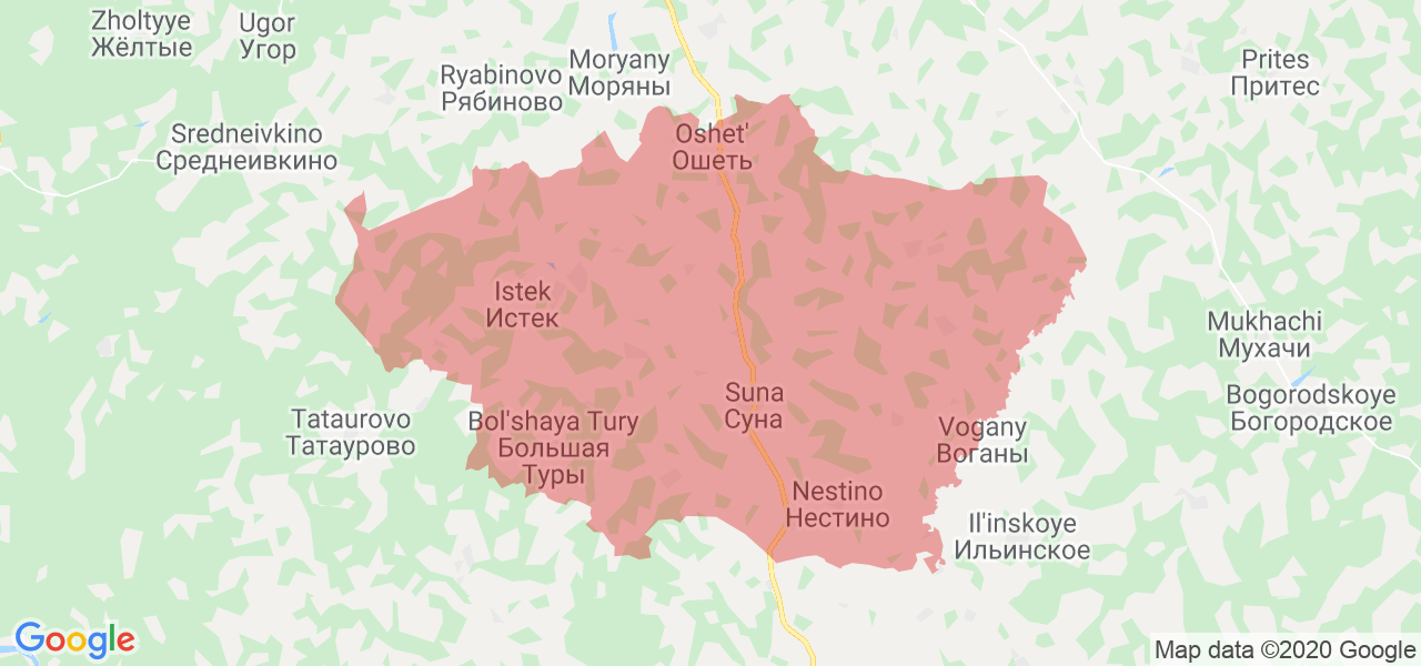 Изображение Сунского района Кировской области на карте