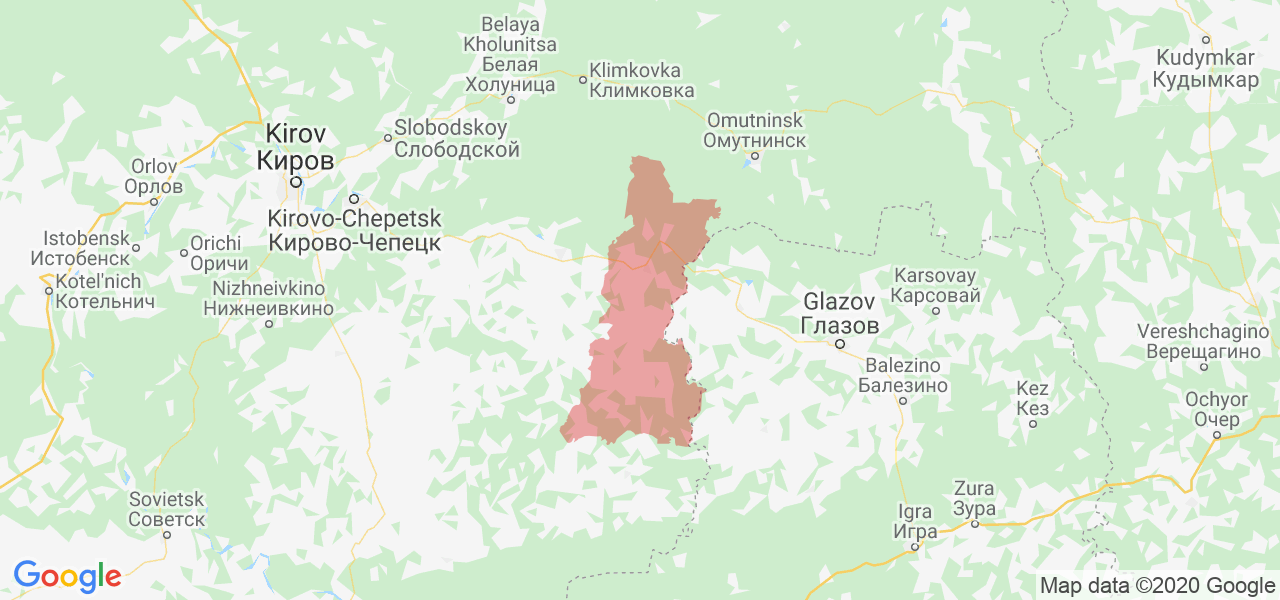 Изображение Фалёнского района Кировской области на карте