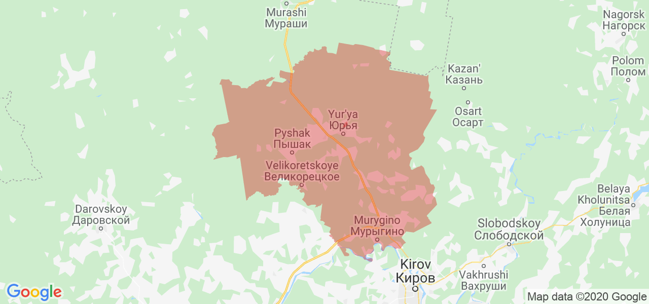 Изображение Юрьянского района Кировской области на карте