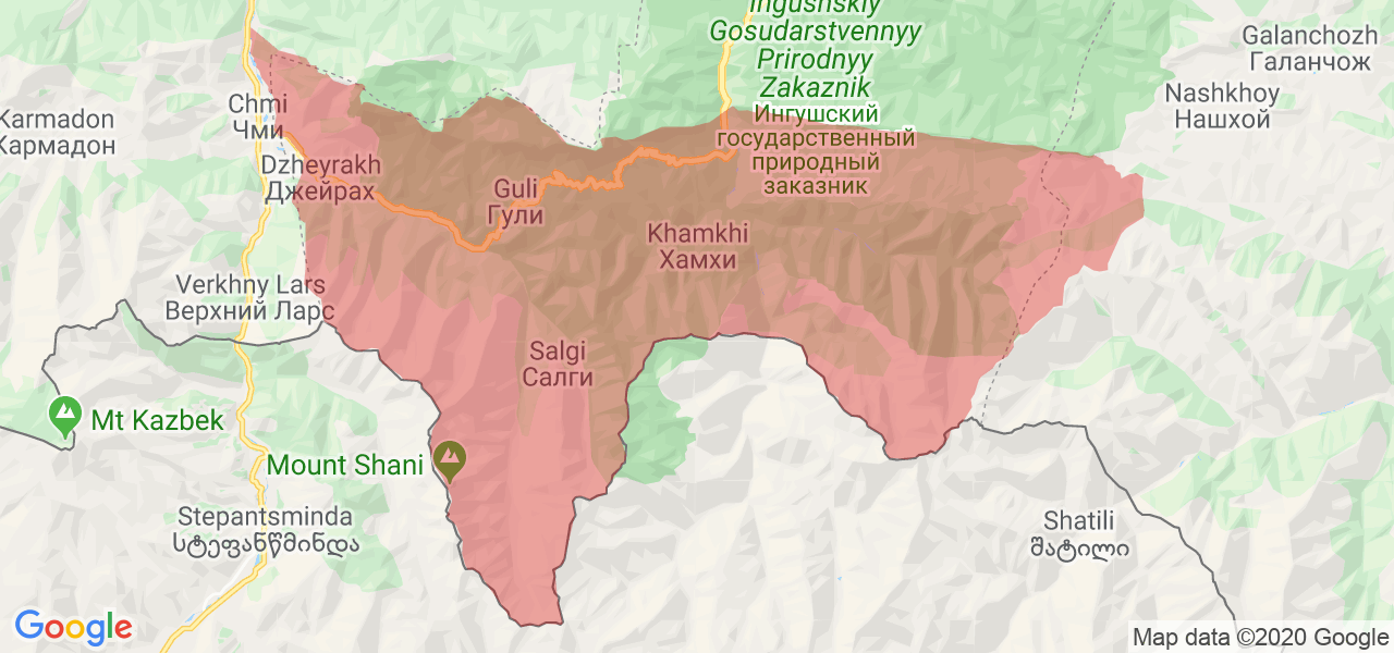 Изображение Джейрахского района Республики Ингушетия на карте
