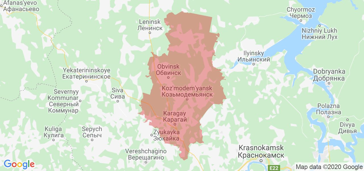 Изображение Карагайского района Пермского края на карте