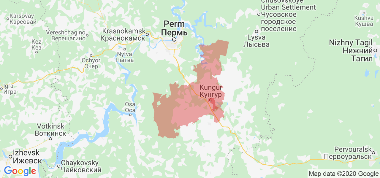 Изображение Кунгурского района Пермского края на карте