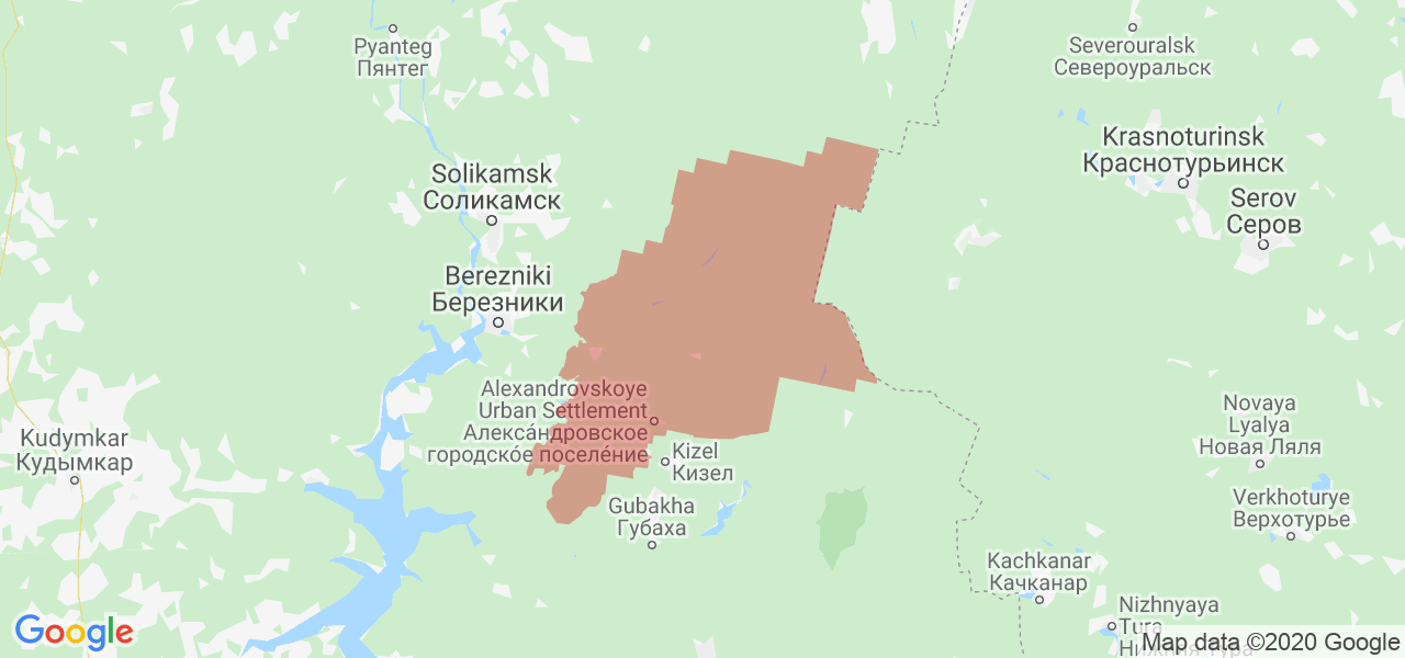 Изображение Александровского района Пермского края на карте