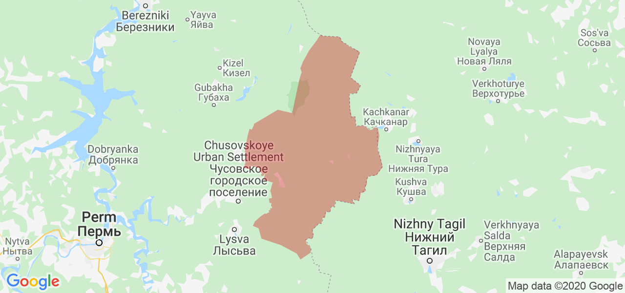 Изображение Горнозаводского района Пермского края на карте