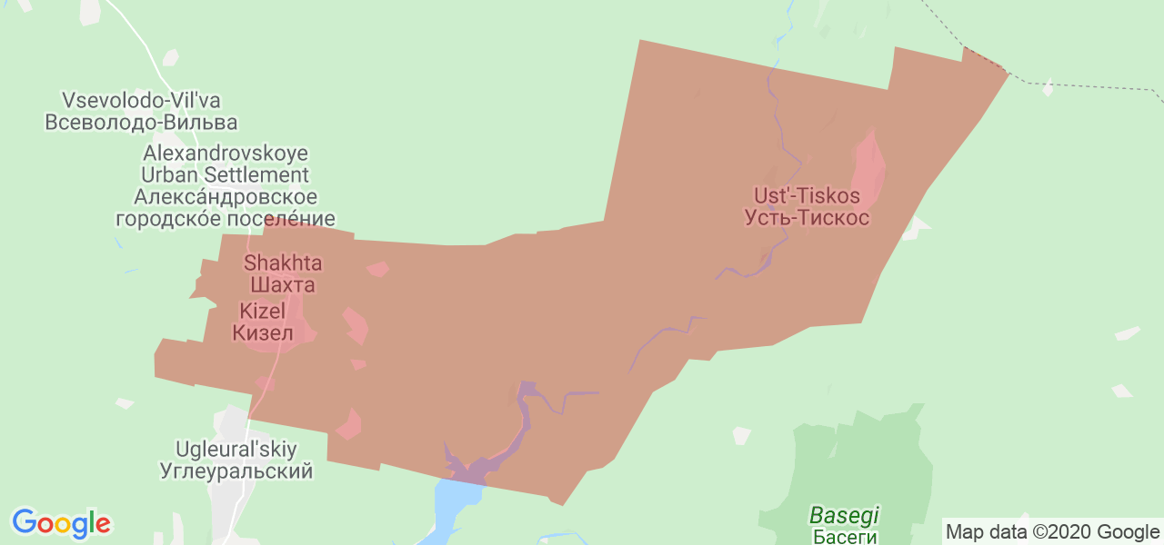 Изображение Кизеловского района Пермского края на карте