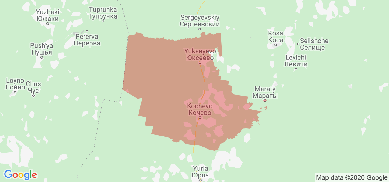 Изображение Кочёвского района Пермского края на карте