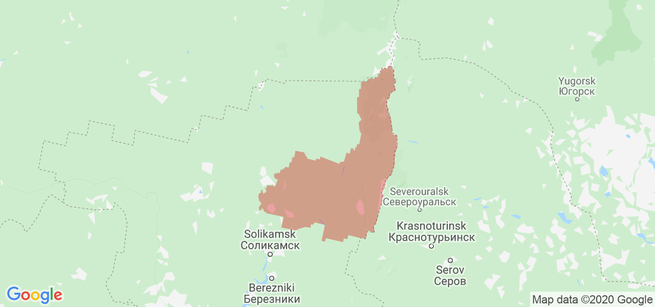 Изображение Красновишерского района Пермского края на карте