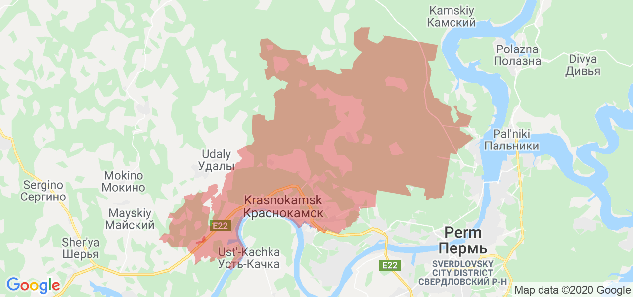 Изображение Краснокамского района Пермского края на карте