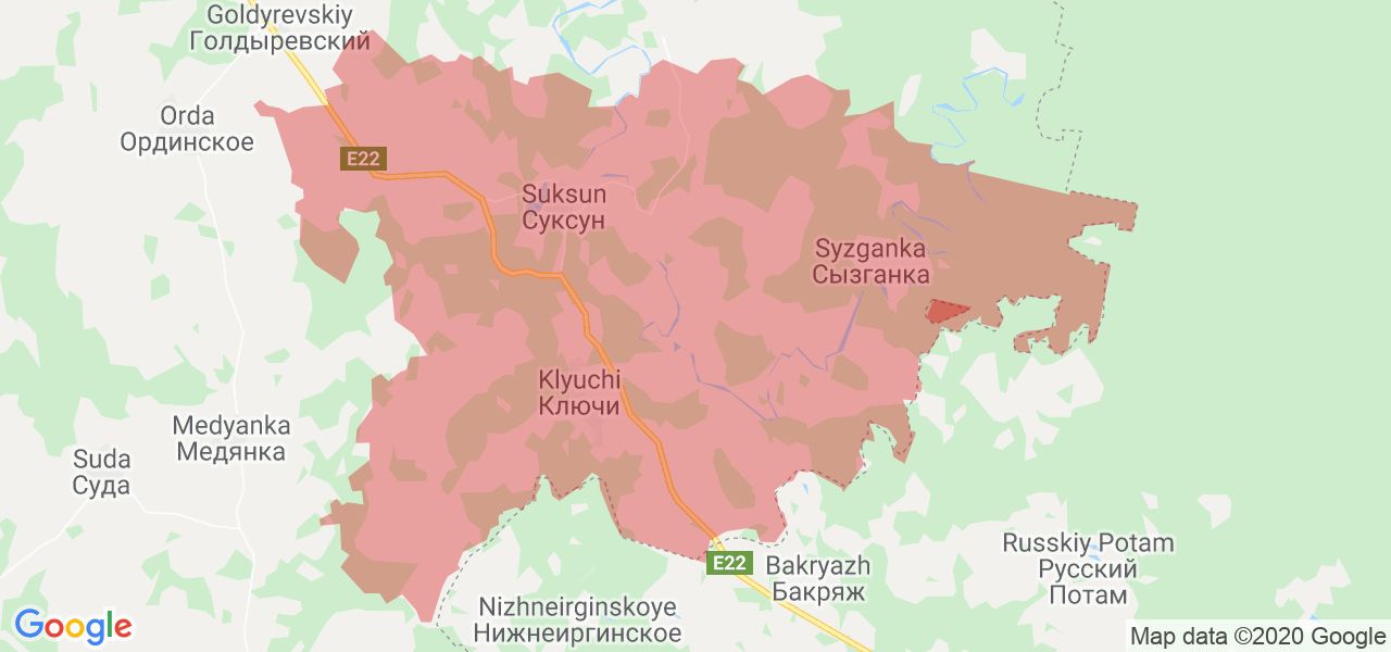 Изображение Суксунского района Пермского края на карте